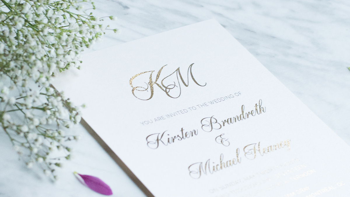 gold monogram invitation design